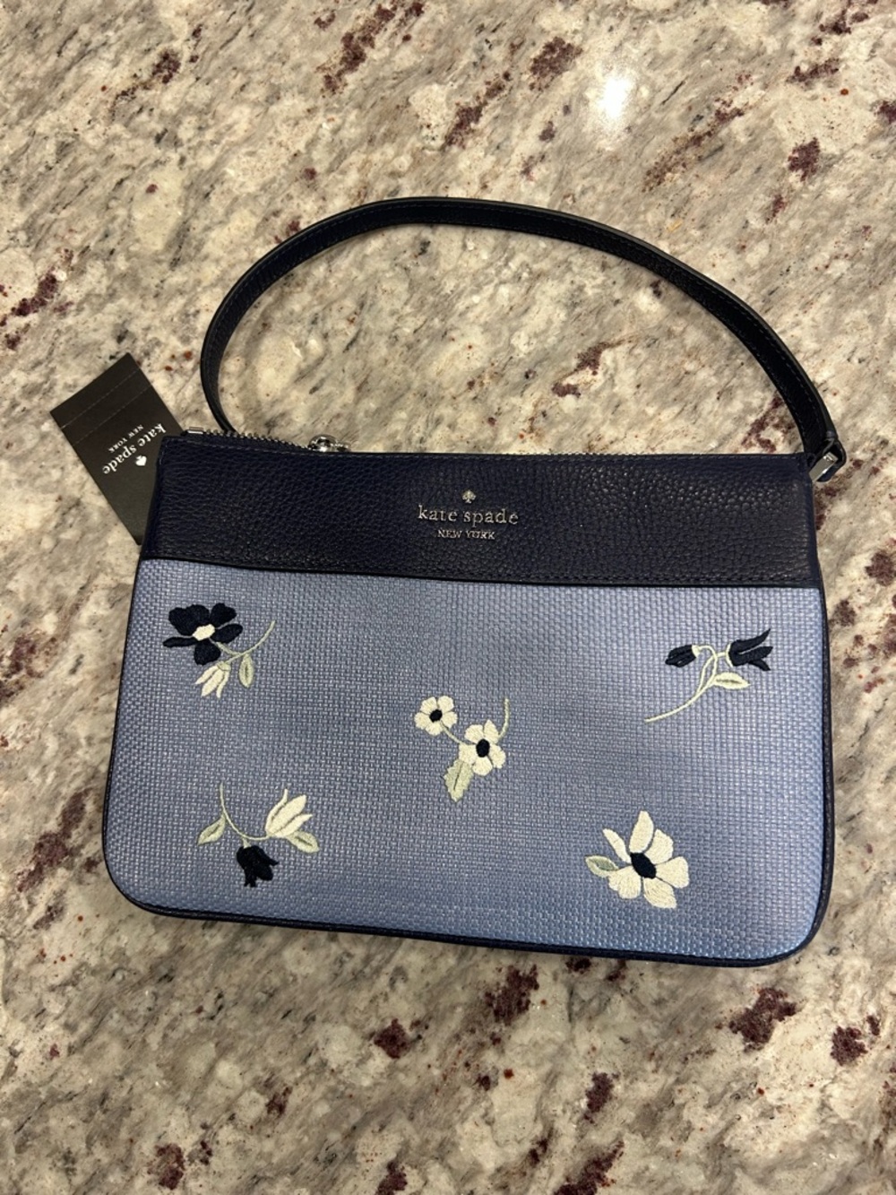 kate spade Navy Blue Floral Embroidered Mini Bag